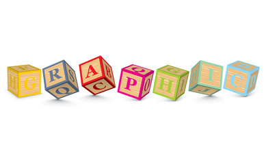 Word GRAPHIC written with alphabet blocks