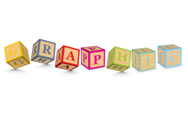Word GRAPHIC written with alphabet blocks