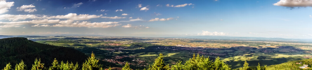 Obraz premium Bird-fly Alsace panoramic view