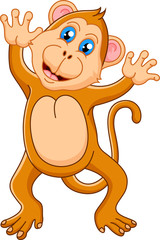 Cute monkey cartoon waving hand