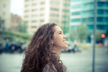 beautiful curly long brunette hair moroccan woman