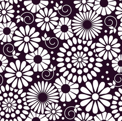 Retro Vector floral background - seamless pattern in purple