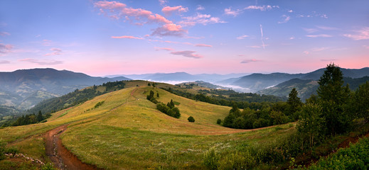 Mountain landscape in Carpathians in spring