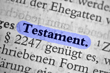 Testament - schwarz weiß Text mit Markierung