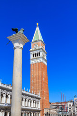 Fototapeta na wymiar Campanile and Marco column in Venice, Italy
