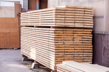 Wooden panels stored inside a warehouse
