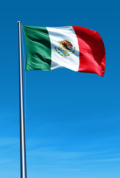 Mexico flag waving on the wind