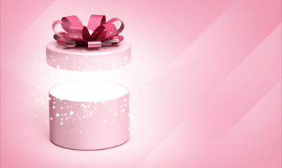 Set of pink gift boxes on pink background.
