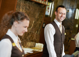 Hotel worker on reception