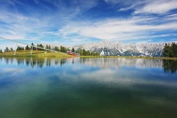 View of the Lake and Kaiser Mountains, Austrian Alps