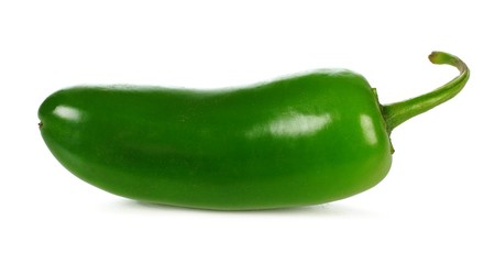Single jalapeno pepper isolated on a white background
