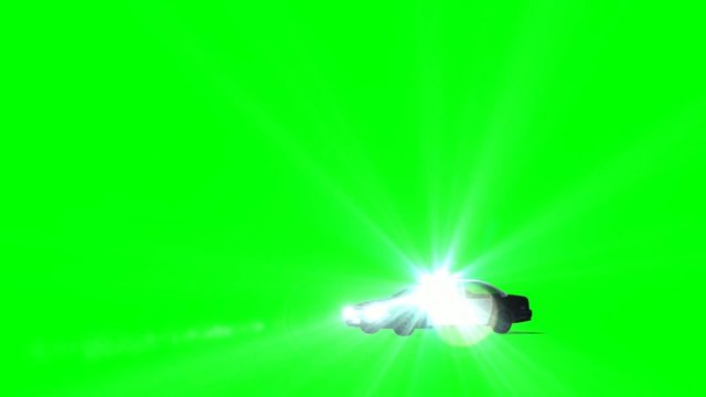 police car observation with spotlight  green screen