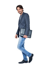 Handsome stylish man carrying a briefcase