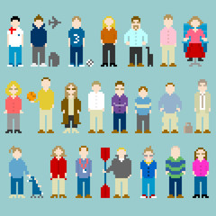 8-bit Pixel-art People From a Web Design Agency Office