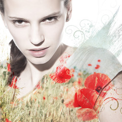 Fototapeta premium Colorful artwork with beautiful woman