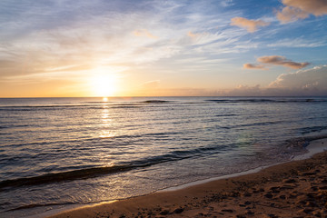 Beautiful sunset of the Pacific Ocean as seen from the beach