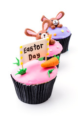 Easter cupcakes isolated white background