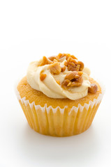 Nuts cupcake isolated on white background