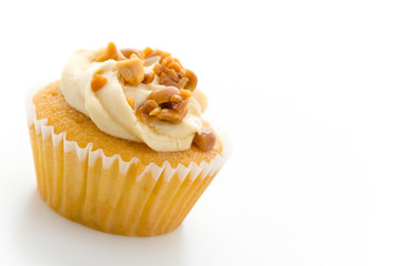 Nuts cupcake isolated on white background