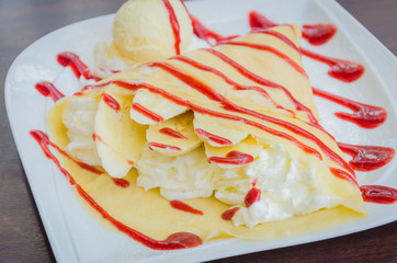 Strawberry crepe dessert