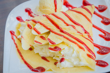 Strawberry crepe dessert