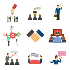Businesspeople talking and speeches