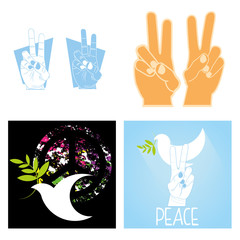 Set Of Peace Related Icons On Background