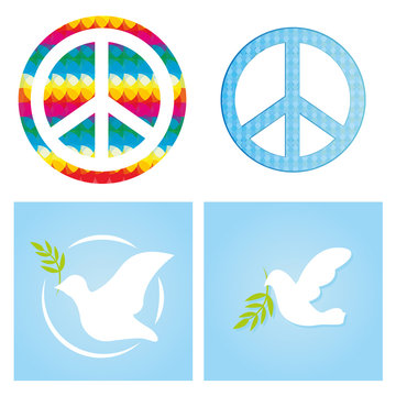 Set Of Peace Related Icons On Background