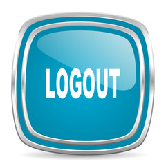 logout blue glossy icon
