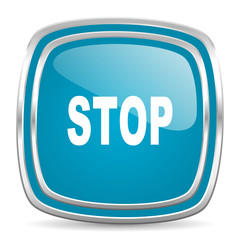 stop blue glossy icon