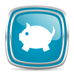 piggy bank blue glossy icon