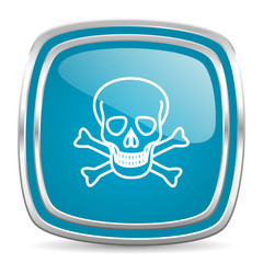 skull blue glossy icon