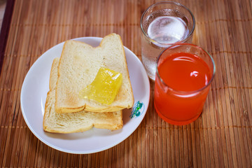 Toasted Bread and orange juice