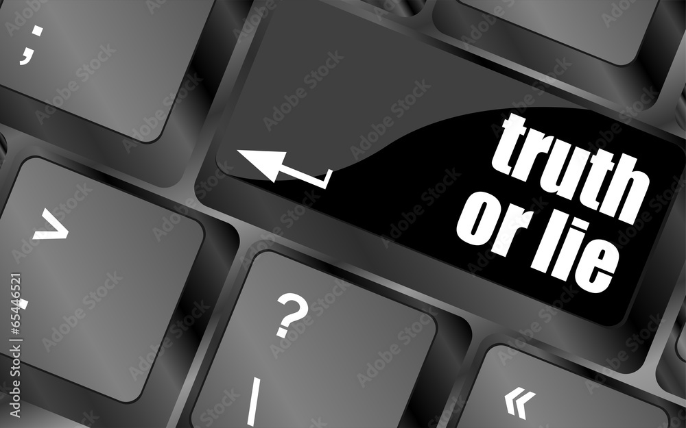 Poster truth or lie button on computer keyboard key