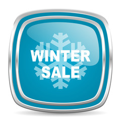 winter sale blue glossy icon