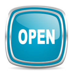 open blue glossy icon