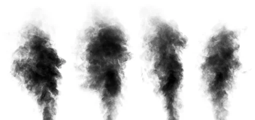 Peel and stick wall murals Smoke Set of black steam looking like smoke isolated on white background. Collection of clouds of black smoke.