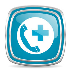 Obraz premium emergency call blue glossy icon
