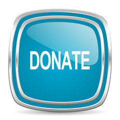 donate blue glossy icon