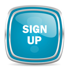 sign up blue glossy icon