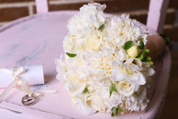 Beautiful wedding still life with  bouquet