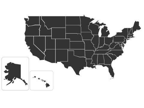 Blank simlified map of USA