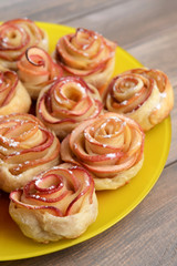 Tasty  puff pastry with apple shaped roses