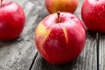 Apples on wooden table