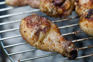 barbecue with delicious grilled meat on grill