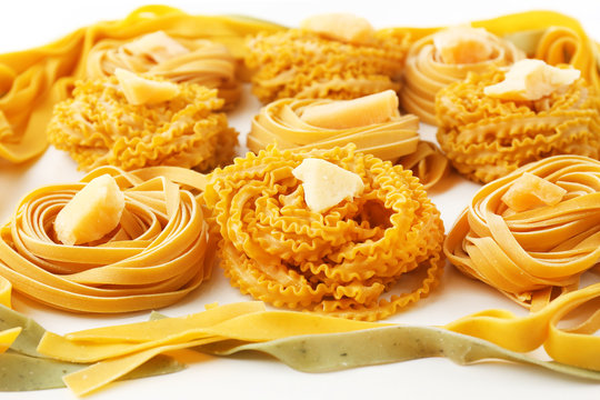 Raw homemade pasta, close up