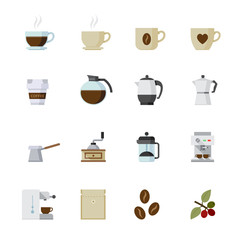 Coffee Icons and Coffee Maker with white background