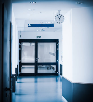 interior of hospital.  corridor in hospital.