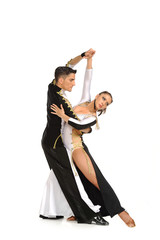 Fototapeta na wymiar Latino dancers in ballroom isolated on white..