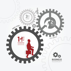 businessman in gear on white style template.